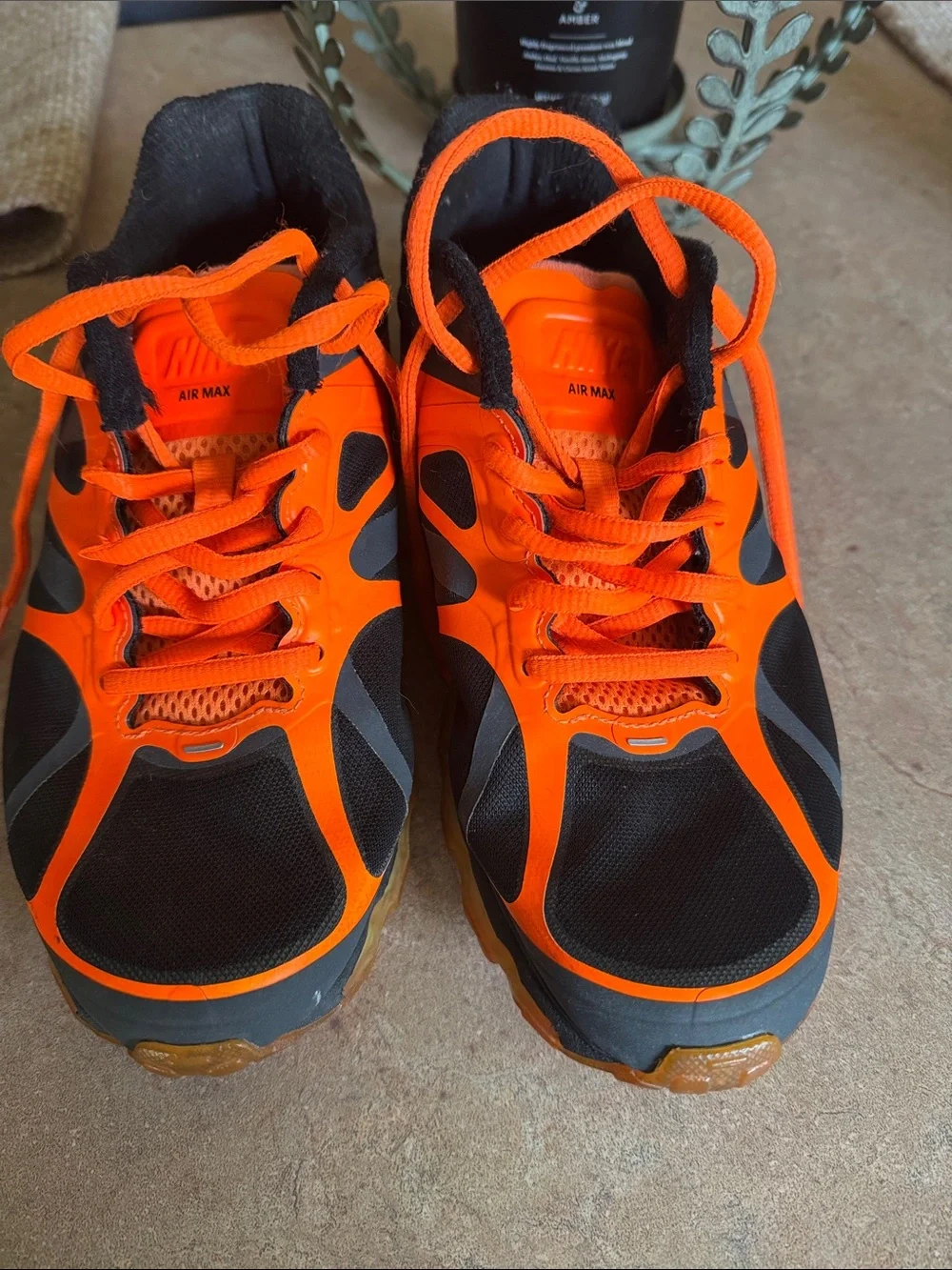 Black & Orange Air Max Athletic Shoes with Air Sole